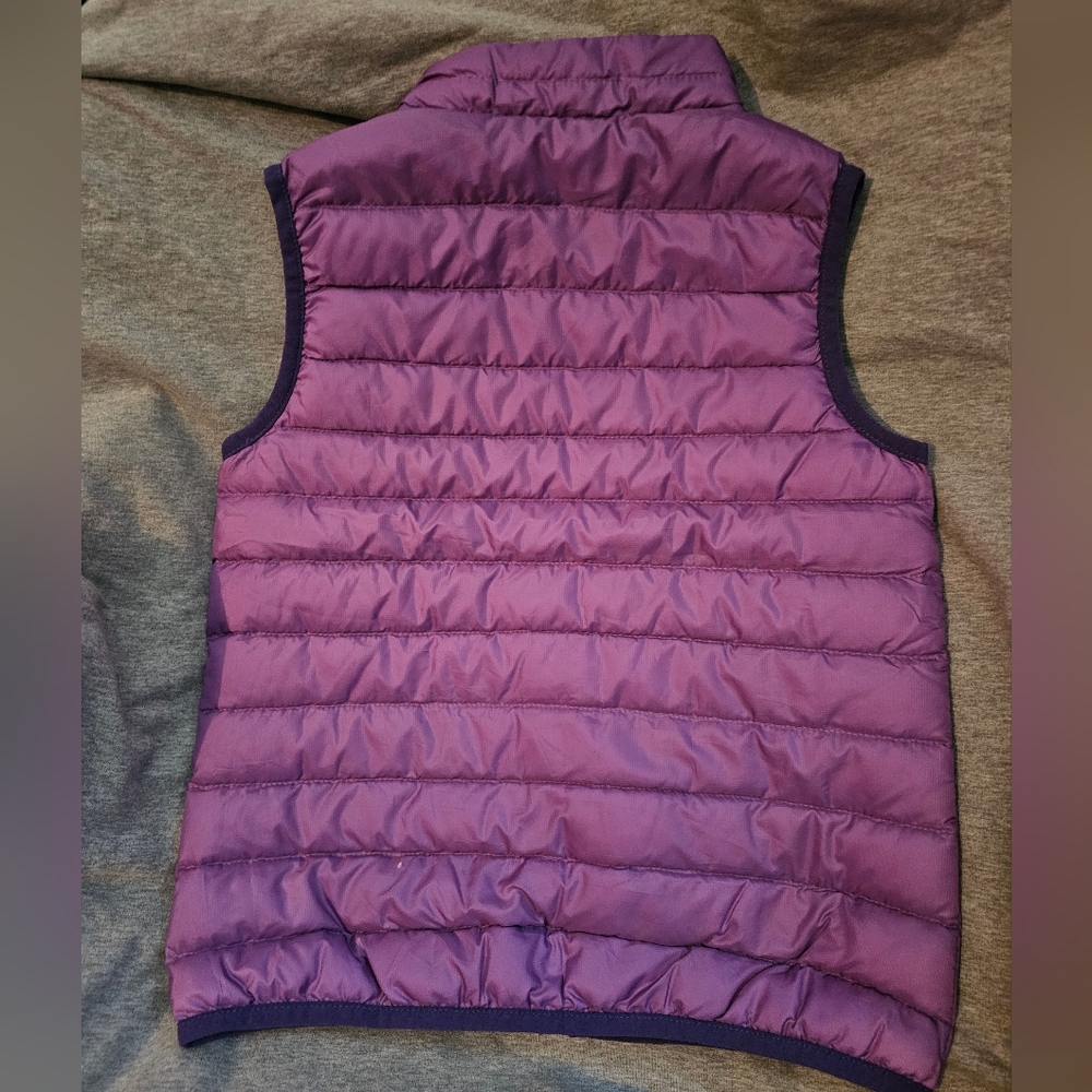 Patagonia Violet Quilted Down Vest with Lime Accents, Girls 4T - Picture 2 of 5